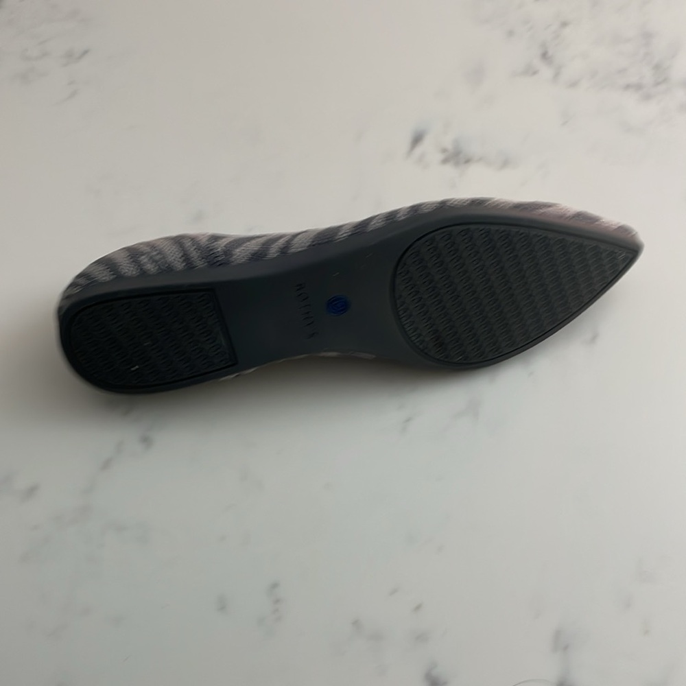 Rothy’s Pointed Toe Flat - Grey Zebra With Blue A… - image 3